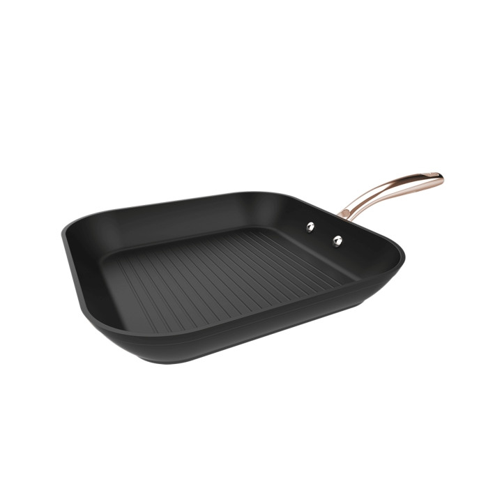 Cecotec Polka Fantasy Grill Golden Sarten Cuadrada de 28cm - Aluminio Forjado - Mango Remachado - Revestimiento Antiadherente -