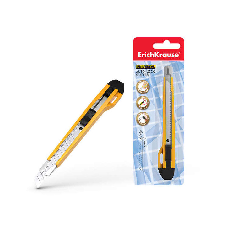 Erichkrause Cuter con Fijador Automatico Universal - Sistema de Retencion de Cuchilla Autobloqueo - Partidor Incorporado - Cuch