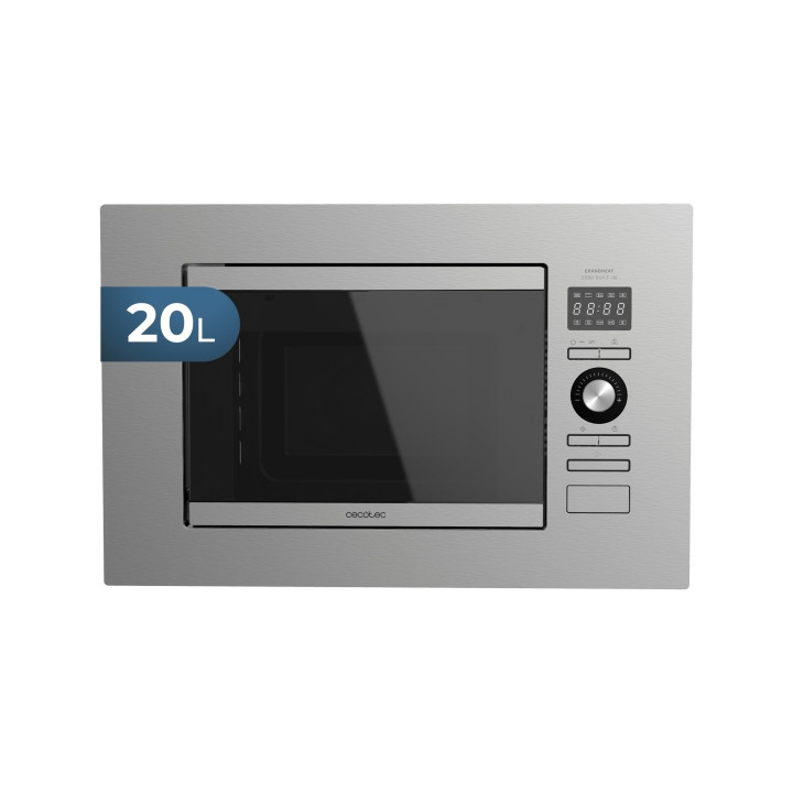 Cecotec GrandHeat 2090 Built-in Microondas Encastrable - 800W - Capacidad 20L - Grill 1000W - 8 Funciones Preconfiguradas - Temp