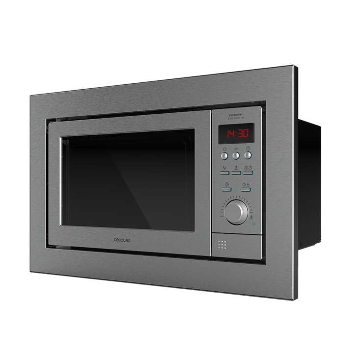 Cecotec GrandHeat 2350 Built-In Steel Microondas Encastrable con Grill 25L 900W - Temporizador hasta 90min - 10 Funciones Precon