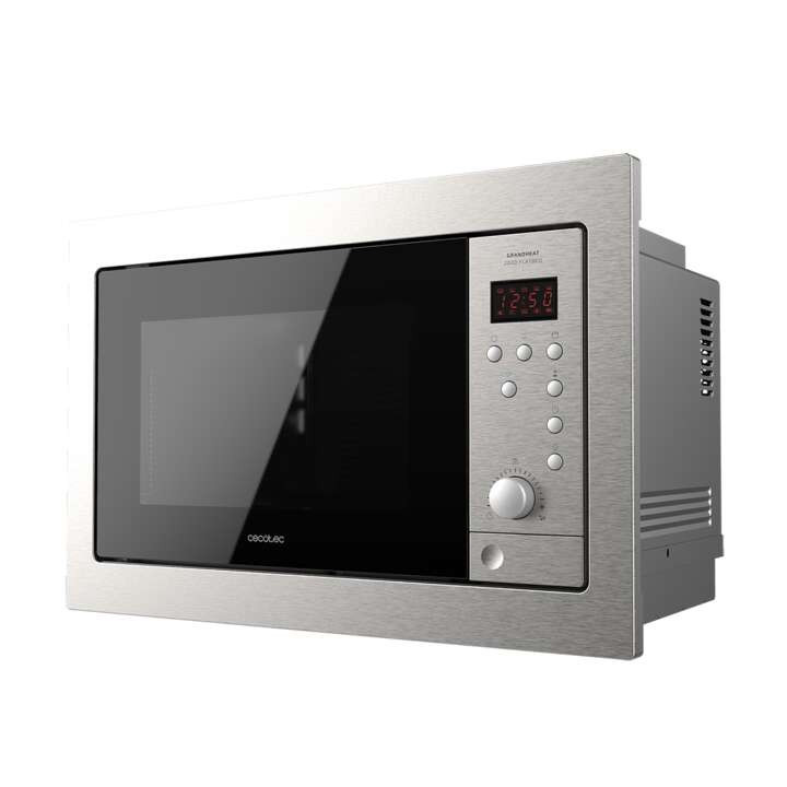Cecotec GrandHeat 2500 Built-In SteelBlack Microondas Encastrable con Grill 25L 900W - Temporizador hasta 95min - 8 Funciones Pr