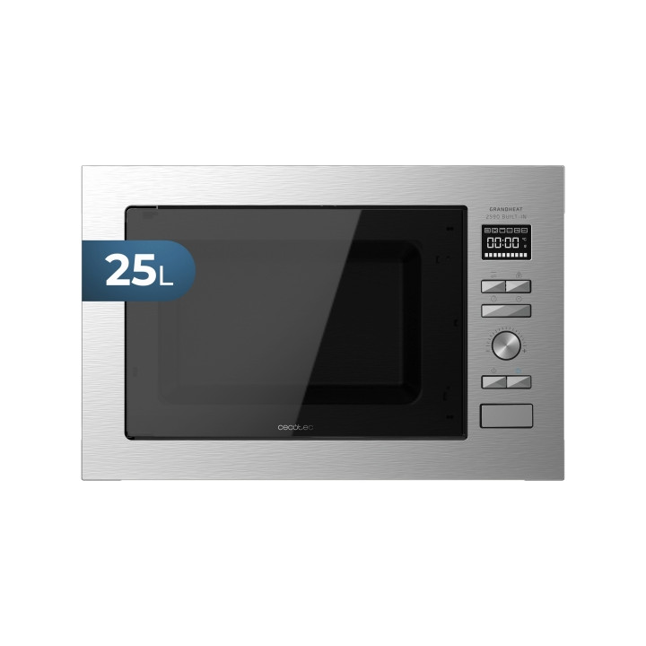 Cecotec GrandHeat 2590 Built-in Microondas Encastrable - 900W - Capacidad 25L - Grill 1000W - 8 Funciones Preconfiguradas - Temp