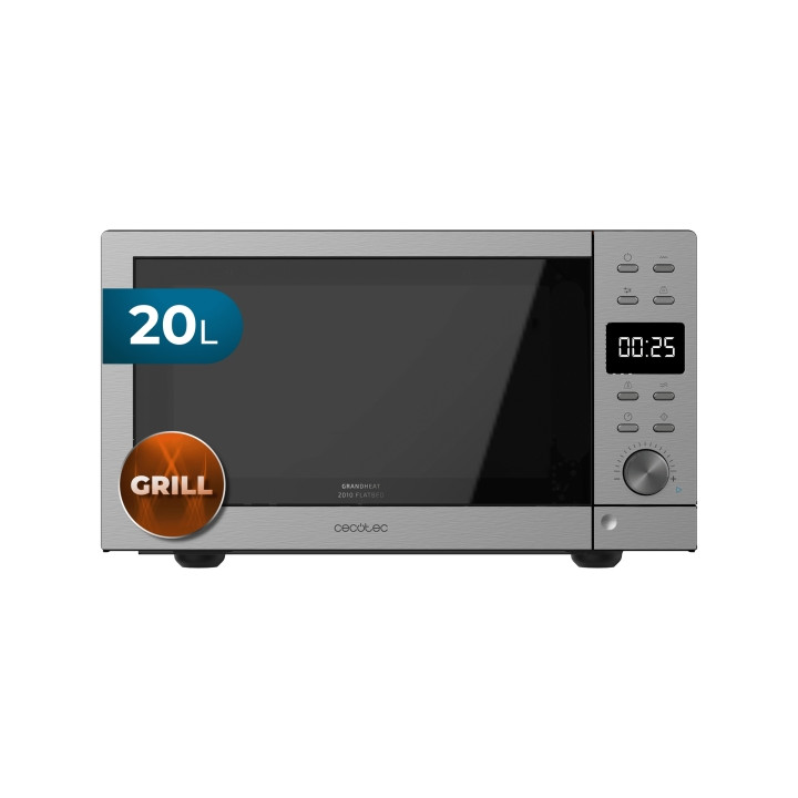 Cecotec GrandHeat 2010 Flatbed Microondas sin Plato - Potencia de 700W - Capacidad 20L - Grill 900W - 9 Funciones Preconfigurada