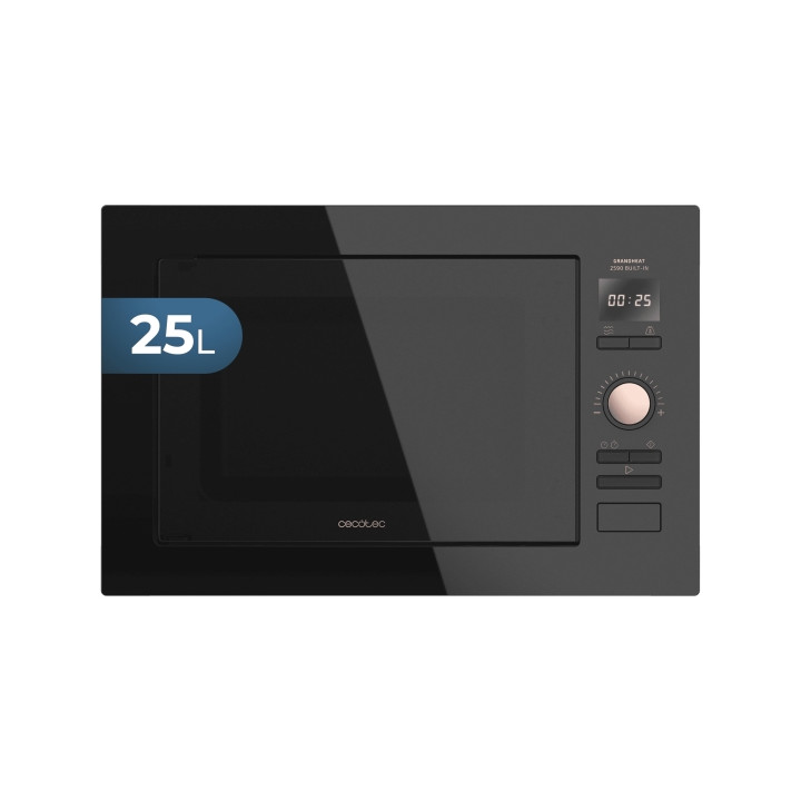 Cecotec GrandHeat 2590 Built-in Microondas Encastrable - 900W - Capacidad 25L - Grill 1000W - 8 Funciones Preconfiguradas - Temp