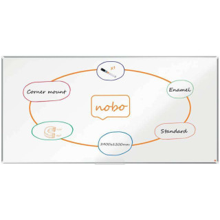 Nobo Premium Plus Pizarra Magnetica de Acero Vitrificado 2400x1200mm - Montaje en Esquina - Superficie de Borrado Superior - Co