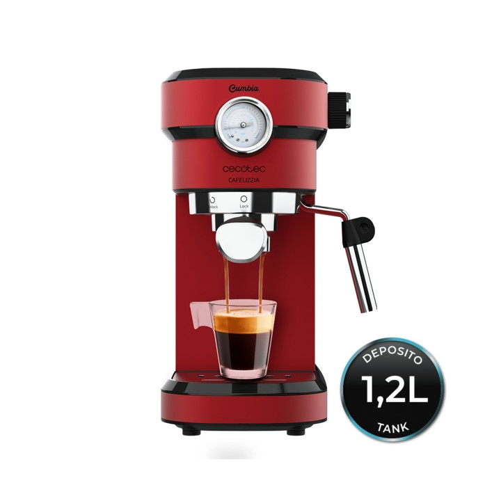 Cecotec Cafelizzia 790 Shiny Pro Cafetera Expresso - 1350W - 20Bar - Deposito 1.2L Extraible - Vaporizador Orientable - Calentam