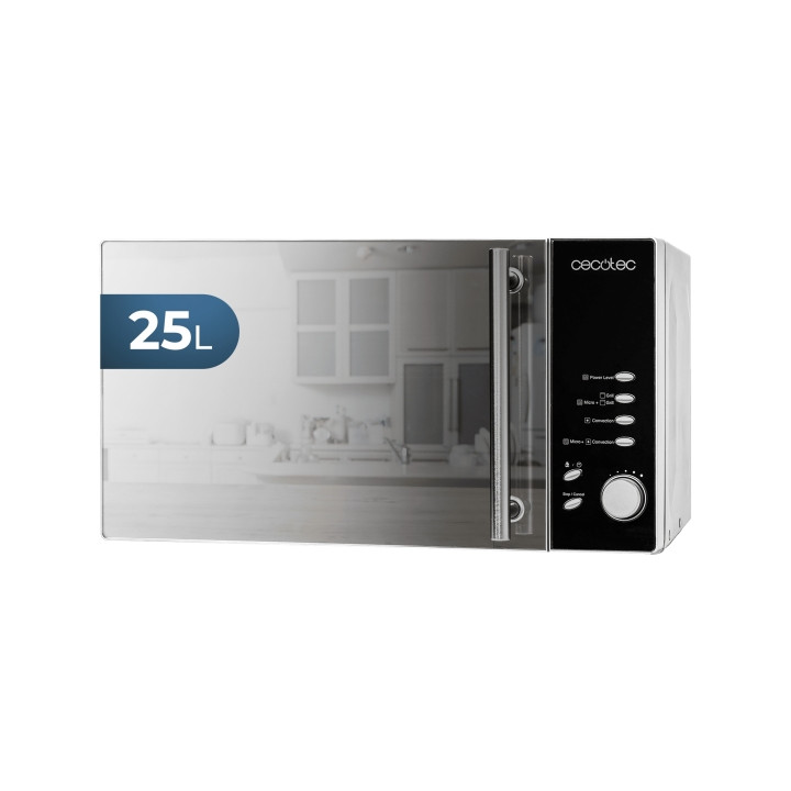 Cecotec Convection 2500 Microondas - Potencia de 900W - Grill 1950W - Capacidad 25L - 8 Funciones Preconfiguradas - Pantalla LED