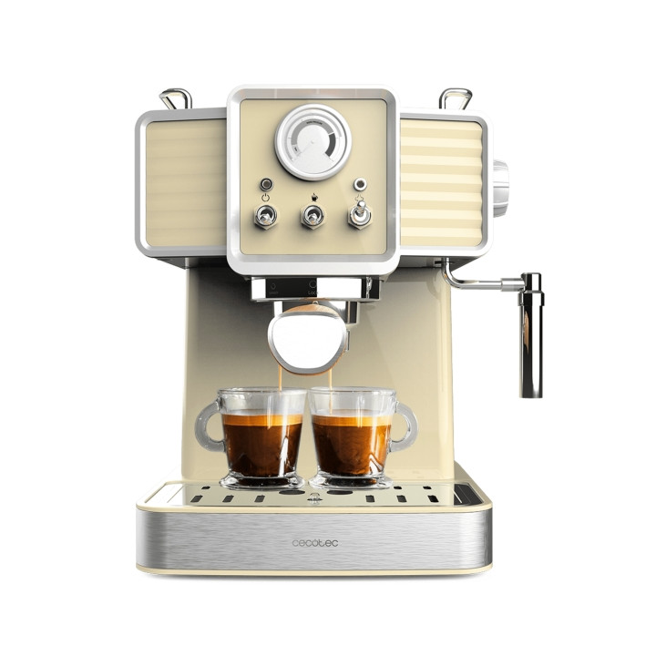 Cecotec Power Espresso 20 Tradizionale Light Yellow Cafetera Expresso - 1350W - 20Bar - Manometro - Vaporizador Orientable - Dep