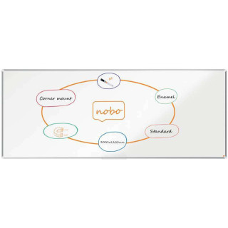 Nobo Premium Plus Pizarra Magnetica de Acero Vitrificado 3000x1200mm - Montaje en Esquina - Blanco