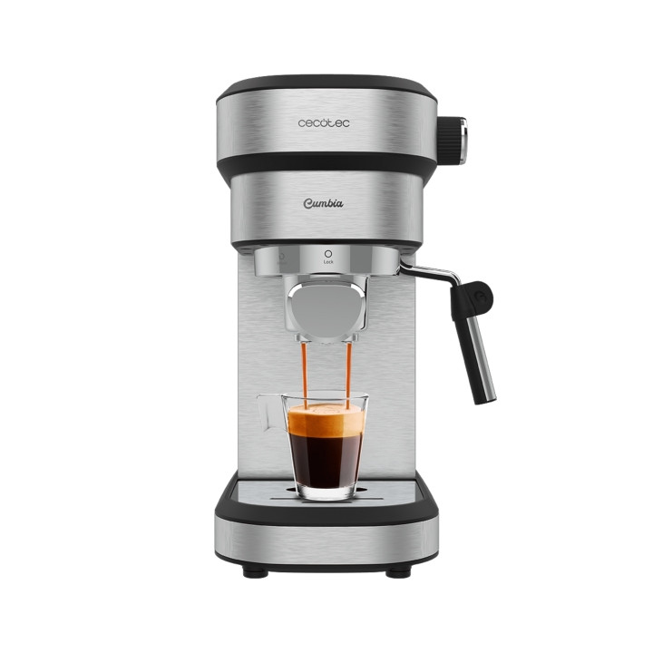 Cecotec Cafelizzia 790 Steel DUO Cafetera Expresso - 1350W - Presion de 20Bar - Doble Salida de Cafe - Vaporizador Orientable -