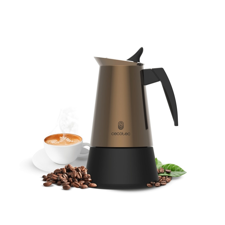 Cecotec Piccolina 900 Cafetera Italiana para 9 Tazas - Acero Inoxidable - Todo Tipo de Cocinas - Piezas Desmontables - Valvula d