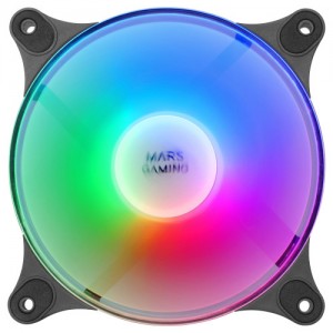 Mars gaming mf-duo kit 2 ventiladores frgb rainbow 360° ultra-silencioso doble conexión 3pin + 4pin negro