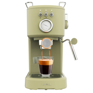 Cecotec Power Espresso 20 Retro Green Cafetera Expresso - 1100W - 20Bar - Vaporizador Orientable - Doble Salida de Cafe - Deposi