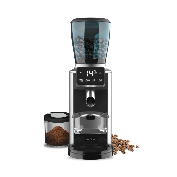Cecotec SteelMill Touch Molinillo Electrico de Cafe - Potencia de 150W - Acero Inoxidable - Panel Tactil - 30 Niveles de Moliend