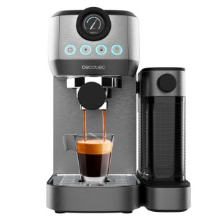 Cecotec Power Espresso 20 Steel Pro Latte Cafetera Expresso - 1350W - 20Bar - Calentamiento Rapido y Homogeneo - Deposito Leche