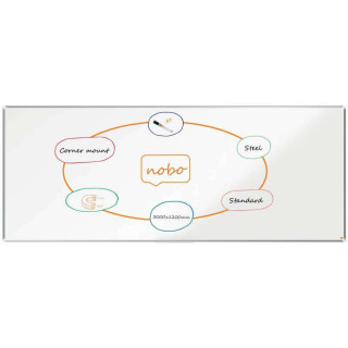 Nobo Premium Plus Pizarra Magnetica de Acero Lacado 3000x1200mm - Montaje en Esquinas - Blanco