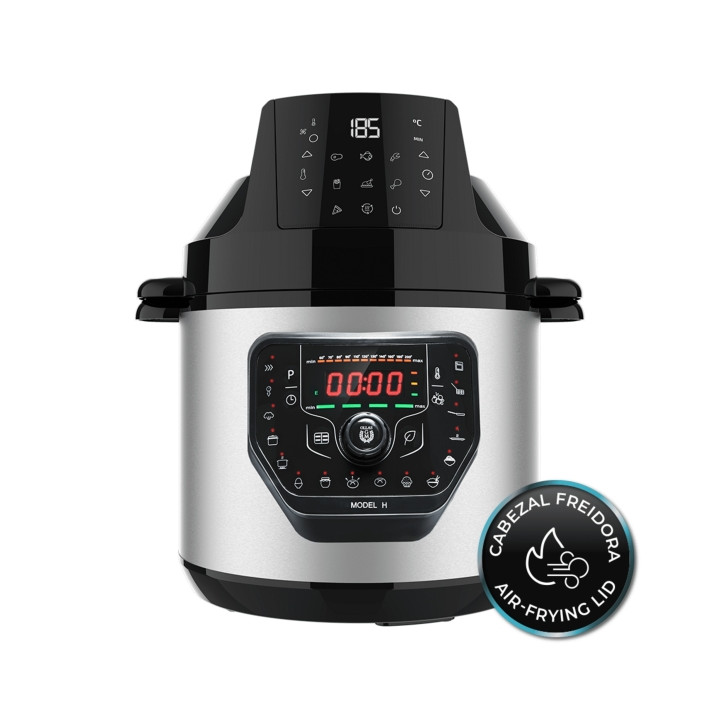 Cecotech Fry Olla GM Programable con Cabezal Freidora sin Aceite - Cocina Multifuncion 27 Modos - Capacidad 6L - Programacion 24