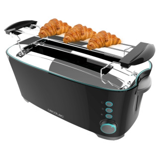 Cecotec Toast and Taste Extra Double B Tostadora de Doble Ranura Larga - 1350W - Ranura Ancha - Calienta Panecillos - Extra Elev