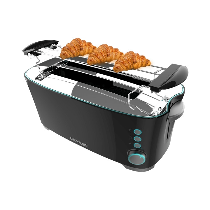 Cecotec Toast and Taste Extra Double B Tostadora de Doble Ranura Larga - 1350W - Ranura Ancha - Calienta Panecillos - Extra Elev