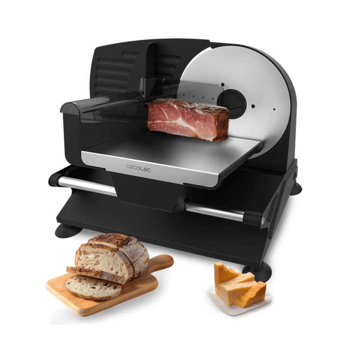 Cecotec Rock’nCut Shuriken Steel Cortafiambres de 200W - Ajuste de Grosor hasta 15mm - Disco Extraible de 190mm - Acero Inoxidab