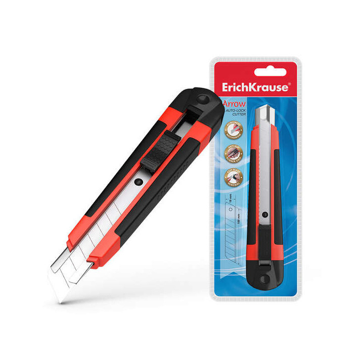 Erichkrause Cuter con Fijador Automatico Arrow - Sistema de Retencion de Cuchilla Autobloqueo - Partidor Incorporado - Cuerpo d