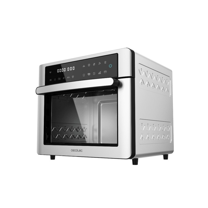 Cecotec Bake and Fry 3000 Touch Steel Horno de Sobremesa - 1600W - Capacidad 30L - Freidora de Aire - Pantalla Tactil - 9 Funcio