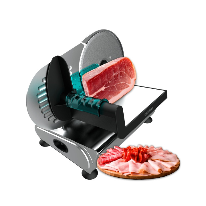 Cecotec Rock'nCut Advance Cortafiambres de 180W - Disco Extraible de 190mm - Ajuste de Grosor hasta 15mm - Acero Inoxidable - Ba