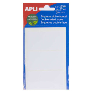 Apli Etiquetas Doble Frontal Blancas 34.0 x 67.0mm