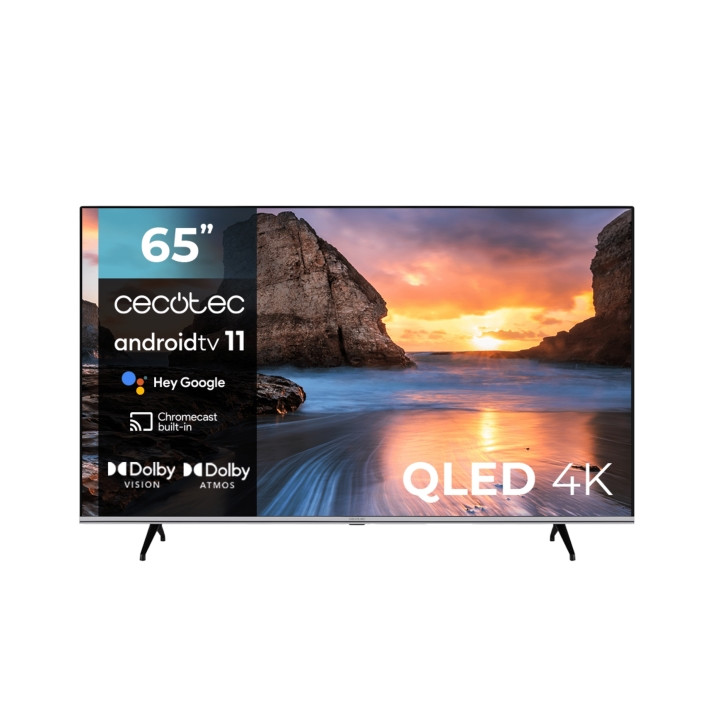 Cecotec V1 series VQU10065 Televisor Smart TV sin Marco de 65" QLED con Resolucion 4K UHD - Chromecast - Android TV 11 - Dolby V
