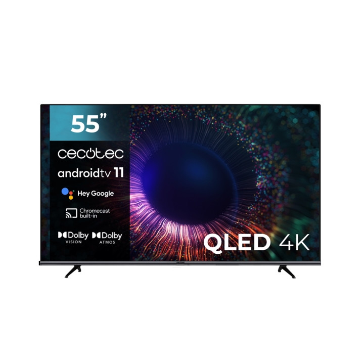 Cecotec V1+ series VQU11055+S Televisor Smart TV sin Marco de 55" QLED 4K UHD - Chromecast - Android TV 11 - HDR10 - Dolby Visio