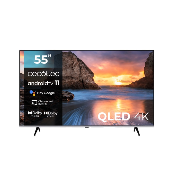 Cecotec V1 series VQU10055S Televisor Smart TV sin Marco de 55" QLED con Resolucion 4K UHD - Android TV 11 - Chromecast Integrad