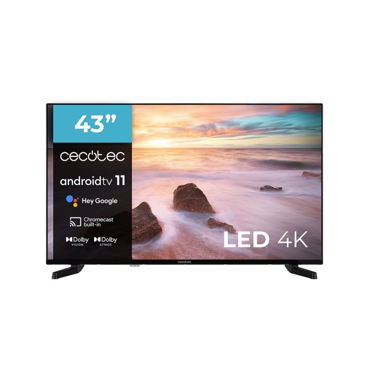 Cecotec A2 series ALU20043S Televisor Smart TV de 43" LED con Resolucion 4K UHD - Android TV 11 - Chromecast Integrado - Formato