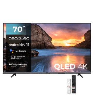 Cecotec V1+ series VQU11070+S Televisor Smart TV de 70" QLED 4K - Android TV 11 - Dolby Vision y Atmos - Subwoofer - HDR10 - Tec