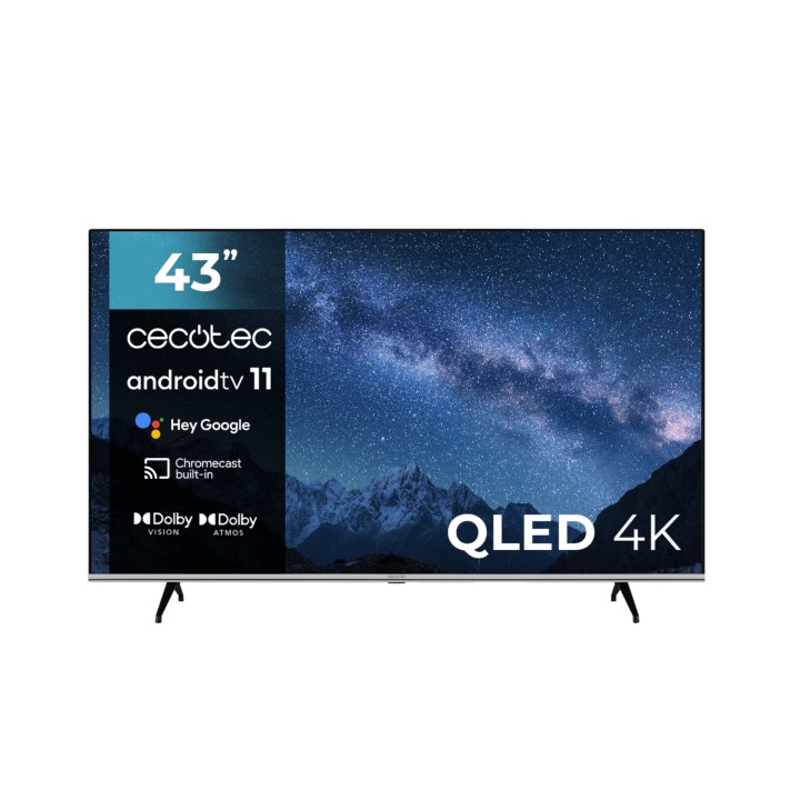 Cecotec V2 series VQU20043 Televisor Smart TV sin Marco de 43" QLED 4K UHD - Procesador Cortex A55 - Control por Voz con Google