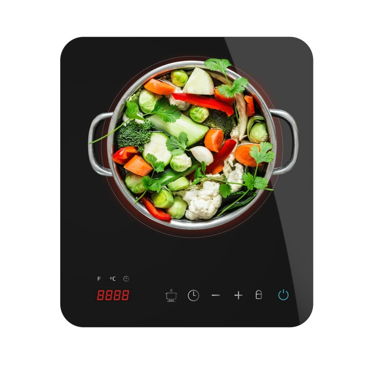 Cecotec Full Magma Single Placa de Induccion Portatil - 2000W - Cristal de Alta Resistencia - Temperatura de 60 a 260°C - 10 Niv