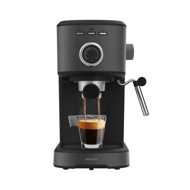 Cecotec Power Espresso 20 Pecan Steel Cafetera Expresso - 1100W - 20Bar - Vaporizador Orientable - Capacidad Deposito 1.25L - Ca