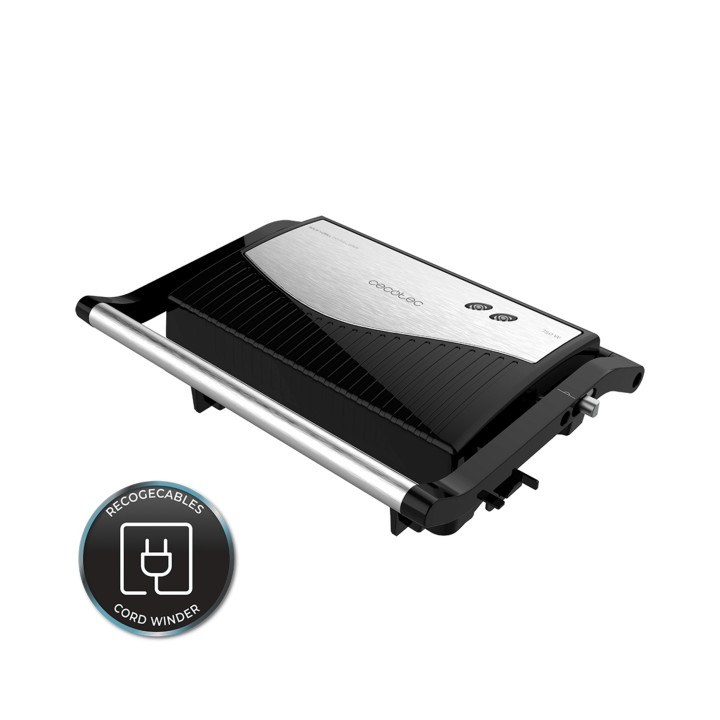 Cecotec Rock'nGrill 750 Full Open Parrilla Electrica - 750W - Apertura 180º - Revestimiento Antiadherente - Placa Flotante - Ind