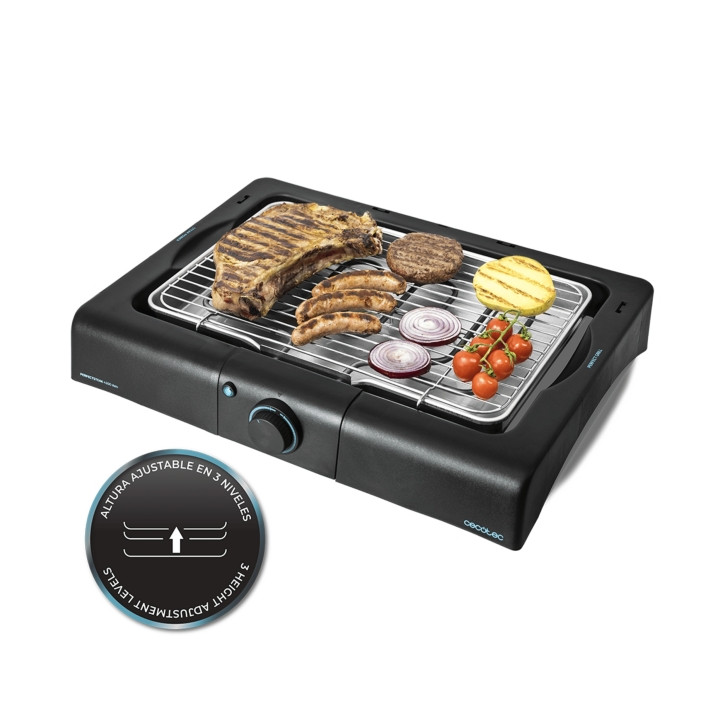 Cecotec PerfectSteak 4200 Way Barbacoa Electrica de Sobremesa - 2400W - Parrilla de Acero Inoxidable - Altura Ajustable - Bandej