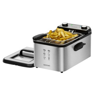 Cecotec Cleanfry Infinity 3000 Freidora Electrica - Potencia de 2400W - Capacidad de 3L - Filtro Incluido - Tapa con Ventana - T