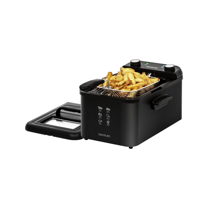 Cecotec Cleanfry Infinity 3000 Freidora Electrica - 2400W - Capacidad de 3L - Filtro Incluido - Tapa con Ventana - Temperatura R