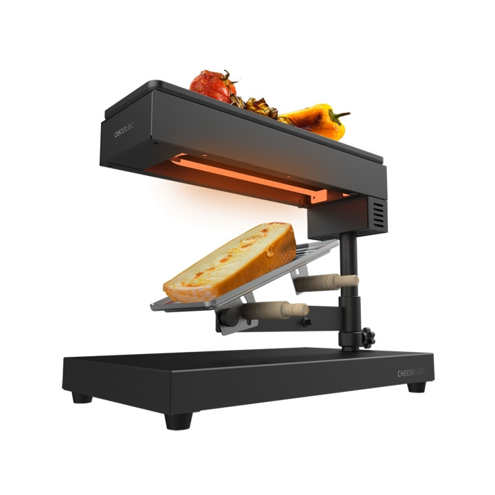 Cecotec Cheese and Grill 6000 Pro Raclette con Funcion Grill - 600W - Acero Inoxidable Duradero - Espatulas de Madera - Termosta