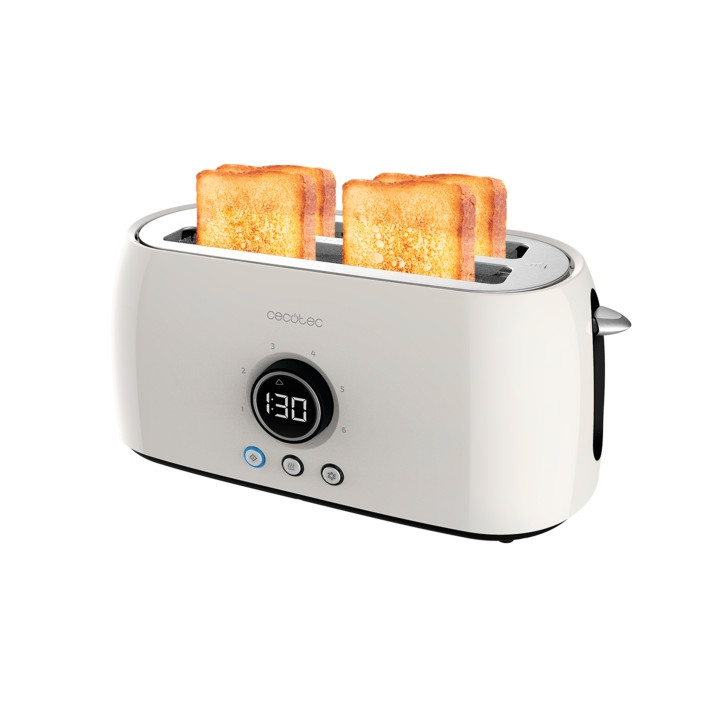 Cecotec ClassicToast 15000 Tostadora de Doble Ranura Larga - 1500W - Pantalla Digital - Ranura Ancha - 3 Funciones - 6 Niveles -