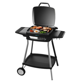 Cecotec PerfectCountry 2000 EasyMove Barbacoa Electrica - 2000W - Antiadherente - Tapa Abatible y Regulable - Bandeja Recogegras