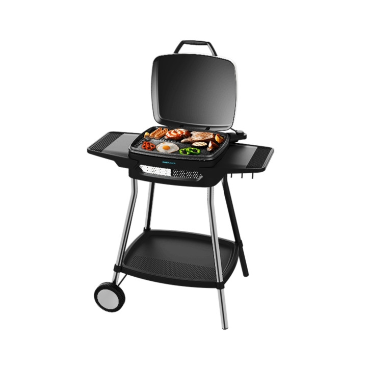 Cecotec PerfectCountry 2000 EasyMove Barbacoa Electrica - 2000W - Antiadherente - Tapa Abatible y Regulable - Bandeja Recogegras