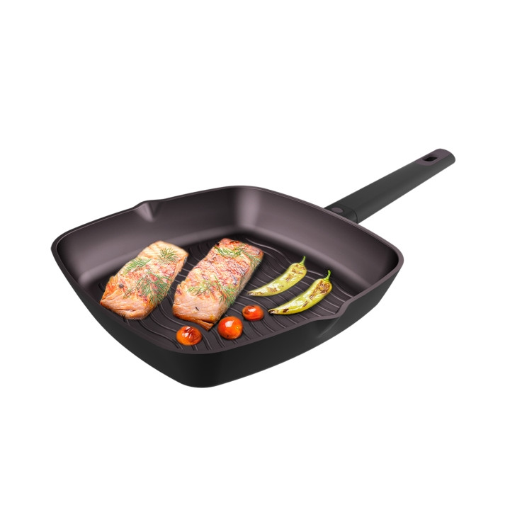 Cecotec Polka Experience Grill Titan Sarten Cuadrada de 28cm - Aluminio Fundido - Teflon Antiadherente - Compatible con Induccio