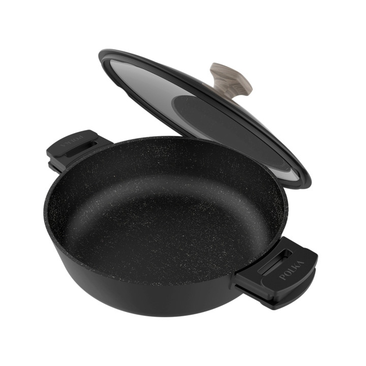 Cecotec Polka Excellence Olla Baja de 28cm de Diametro - Aluminio Fundido - Revestimiento Teflon - Libre de PFOA - Compatible co