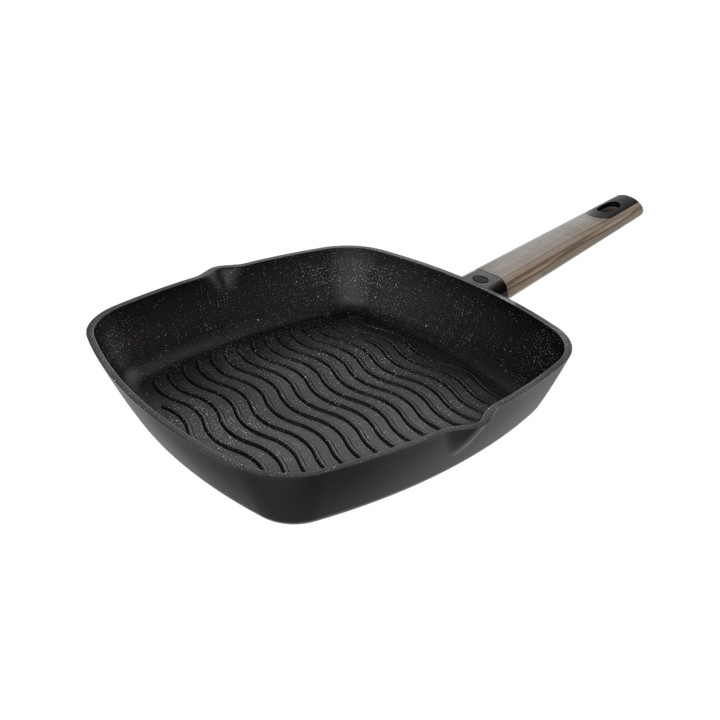 Cecotec Polka Excellence Grill Force Sarten Cuadrada de 28cm - Aluminio Fundido - Teflon Antiadherente - Libre de PFOA - Apto La