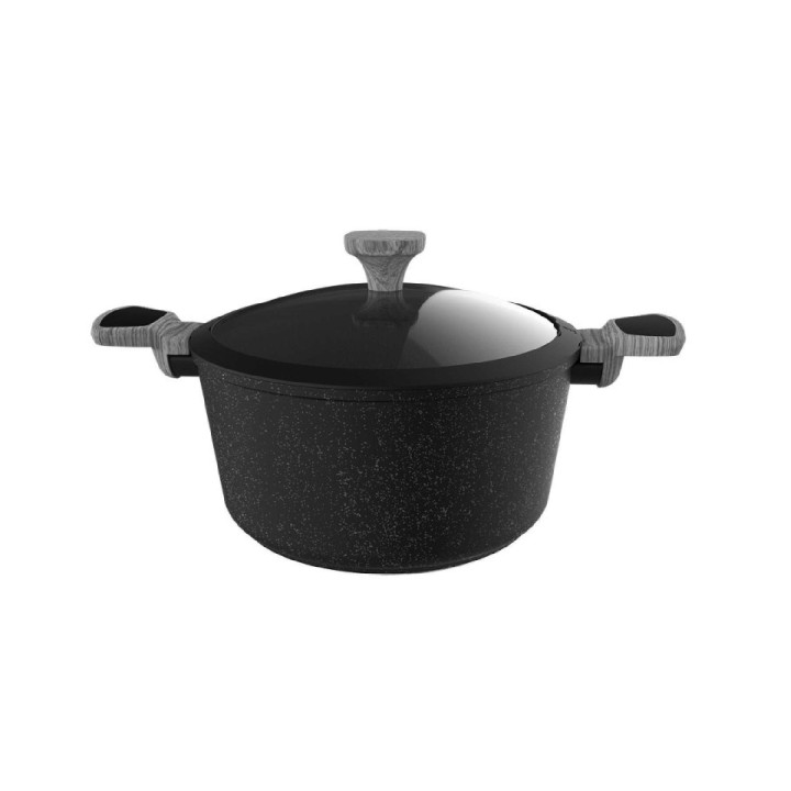 Cecotec Polka Exclusive Wood and Rock Olla de Aluminio Forjado de 28cm - Capacidad de 4L - Antiadherente - Compatible con Inducc