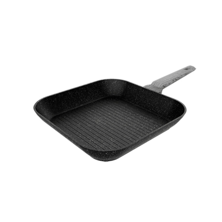 Cecotec Polka Exclusive Grill Wood and Rock Sarten Cuadrada de 28cm - Aluminio Forjado - Teflon Antiadherente - Libre de PFOA -