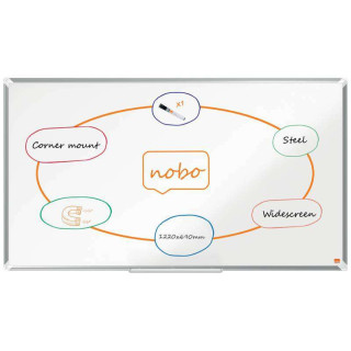 Nobo Premium Plus Pizarra Magnetica de Acero Lacado Panoramica 1220x690mm - Montaje en Esquina - Blanco